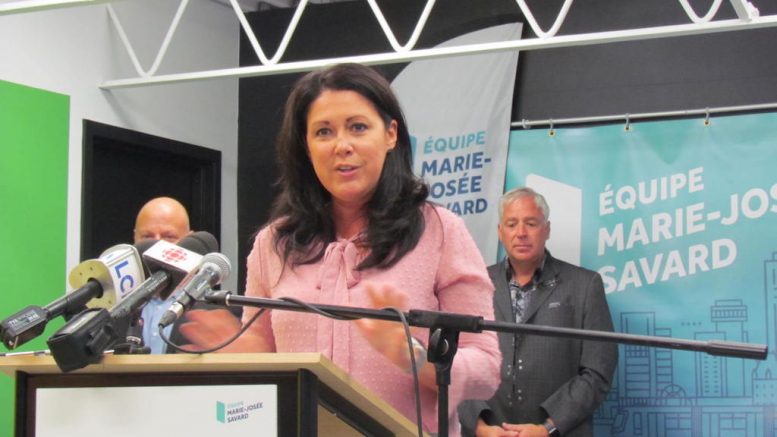 Marie-Josée Savard à la permanence de son parti, le 4 octobre 2021.