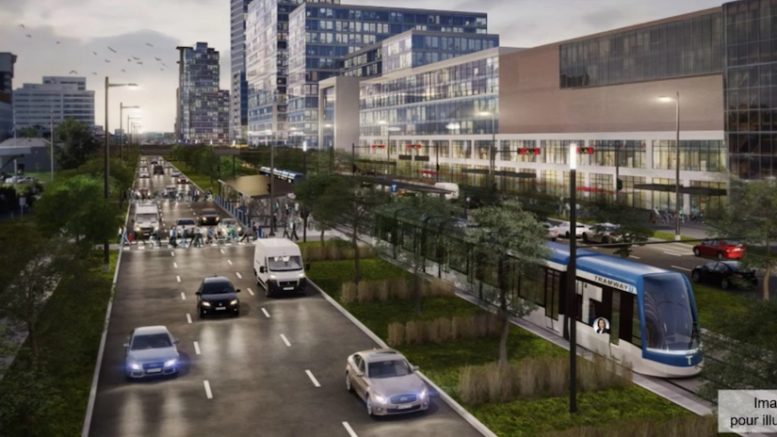 Image du tramway sur le boulevard Laurier
