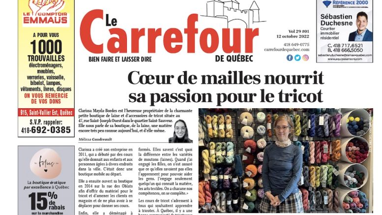 Une du journal Le Carrefour de Québec du 12 octobre 2022