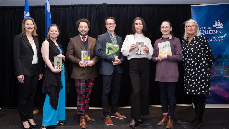 Catherine Vallières-Roland, Elsa Simone, Jonathan Livernois, Djief, Pascale Bérubé, Valérie Boivin et Rhonda Rioux. (Crédit photo : Ville de Québec)