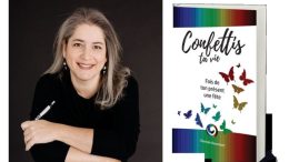 L'auteure Chantale Beaumont et son premier livre Confettis ta vie.