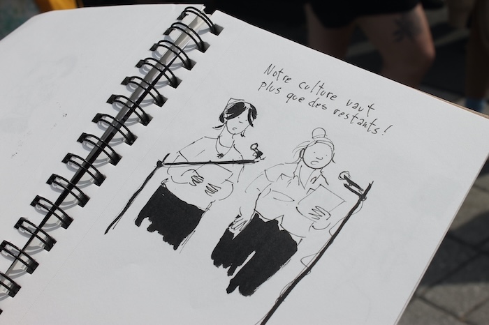 Un croquis du bédéiste Francis Desharnais, présent au rassemblement.
