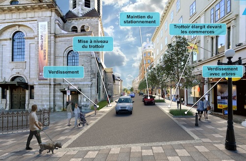 Aménagement proposé sur la rue De Buade.