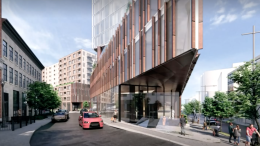 Une image du projet envisagé pour l'Ilot Dorchester. (Crédit : Trudel Corporation)