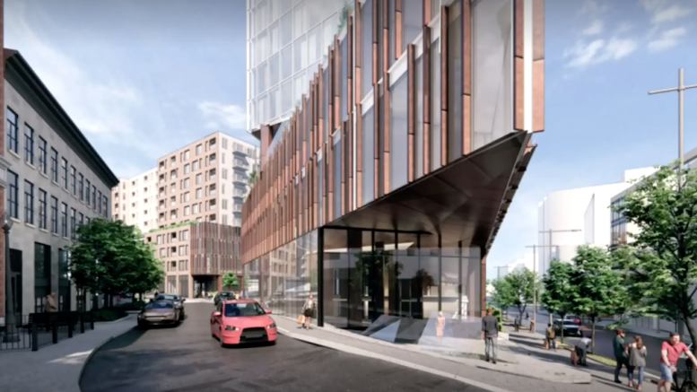 Une image du projet envisagé pour l'Ilot Dorchester. (Crédit : Trudel Corporation)