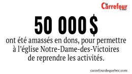 50 000$ ont été amassés en dons, pour permettre à l’église Notre-Dame-des-Victoires de reprendre les activités.