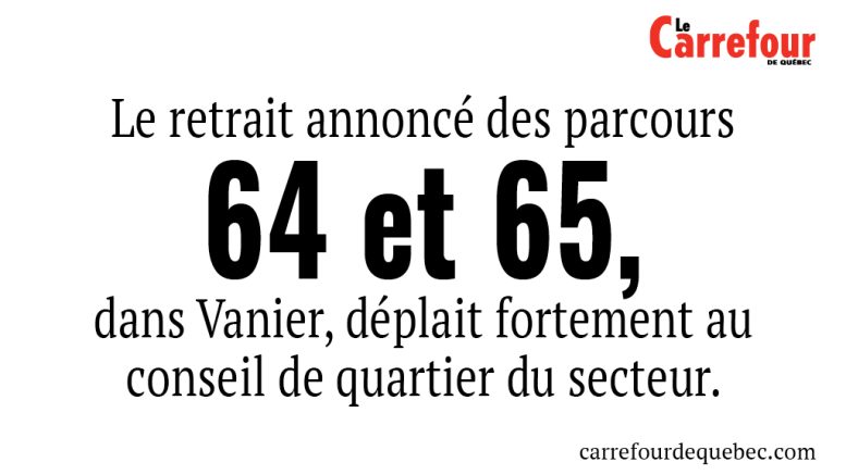 Le retrait annoncé des parcours 64 et 65, dans Vanier, déplait au conseil de quartier. 