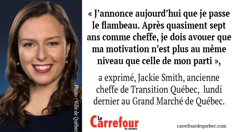 Le parti Transition Québec poursuivra donc son chemin sans Jackie Smith.