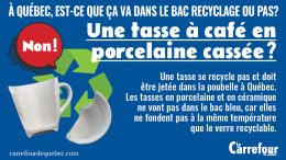 Les tasses en porcelaine ne vont pas dans le bac bleu, elles ne fondent pas à la même température que le verre recyclable. 