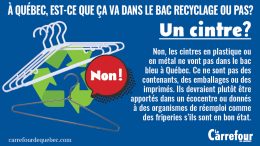 Les cintres en plastique ou en métal ne vont pas dans le bac bleu à Québec
