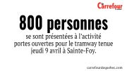 800 personnes se sont présentées aux  portes ouvertes pour le tramway lei 9 avril à Sainte-Foy. 