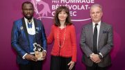 Christ Miyalou-Louvouelo lors de la remise du prix Claude-Masson. (Photo : Courtoisie)