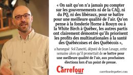 Sol Zanetti promet de se battre pour une meilleure qualité de l’air,