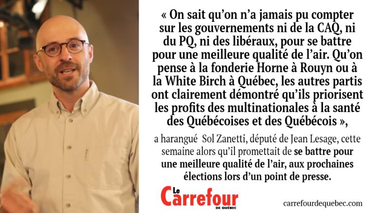 Sol Zanetti promet de se battre pour une meilleure qualité de l’air,