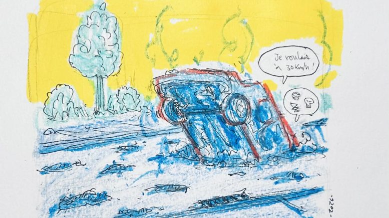 Ce sont les nids de poule qui font l’objet du coup de crayons de Luc Sanschagrin ce mois-ci.