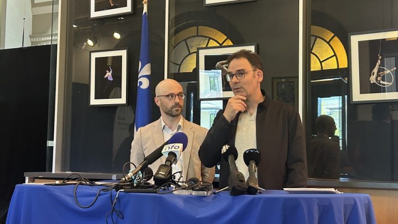 Sol Zanetti et Étienne Grandmont lors du lancement de RepAir. (Photo : Xavier Renald)