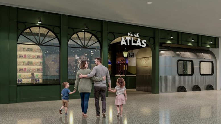 Le mini-golf Atlas ouvrira ses portes en automne 2026 au Galerie de la Capitale. (Image: Méga Parc x Agence spatiale)