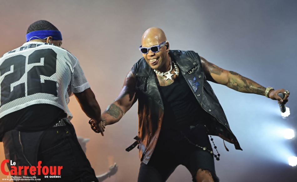Le rappeur Flo Rida en prestation au centre Vidéotron le 28 juin dernier. (Crédit photo: Philippe Moussette)