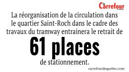-La réorganisation de la circulation dans le quartier Saint Roch dans le cadre des travaux du tramway entrainera le retrait de 61 places de stationnement. 