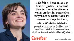 Christine Fréchette assistait à la cérémonie du 418e anniversaire de la ville de Québec, le 3 juillet.