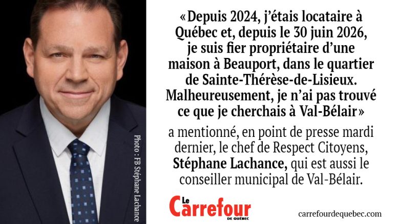 Stéphane Lachance, chef de Respect Citoyens est maintenant propriétaire d’une maison à Beauport.
