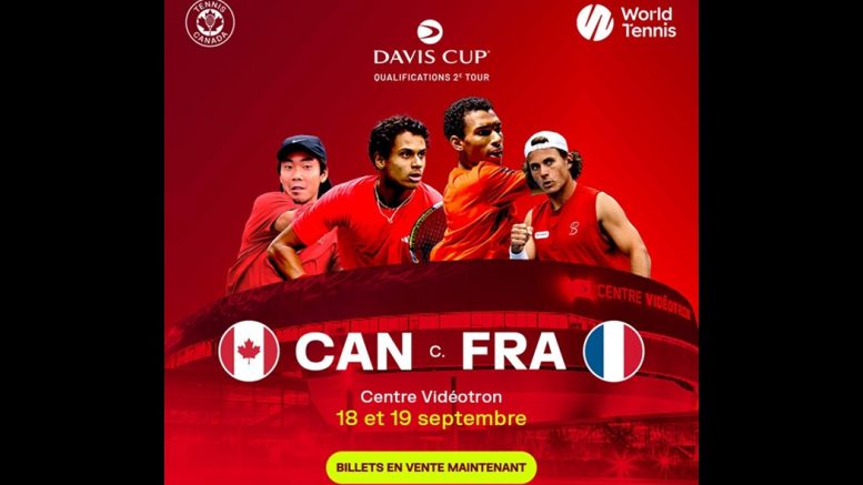 Cinq matchs de qualifications entre le Canada et la France seront présentés au Centre Vidéotron les 18 et 19 septembre prochain. (Image: Tennis Canada)