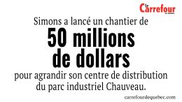 imons a lancé un chantier de 50 millions de dollars  pour agrandir son centre de distribution du parc industriel Chauveau.