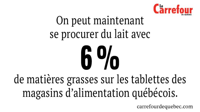 Du lait à 6% est maintenant disponible dans certains supermarchés.
