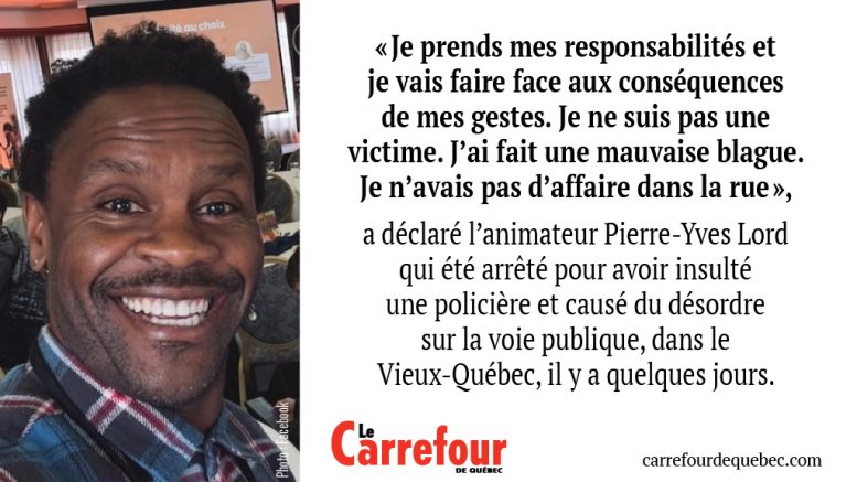 Pierre-Yves Lord qui été arrêté pour avoir insulté une policière et causé du désordre sur la voie publique, dans le Vieux-Québec.