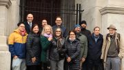 Les artisans du projet de réaménagement de l’église Saint-Jean-Baptiste, lors de l’annonce du financement fédéral. (Photo: Louis-Alexandre Parent)